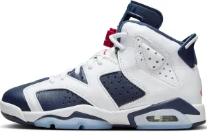 Air Jordan 6 Retro Big Kids' Shoes (384665-164, White/Midnight Navy/Varsity Red) Size 6.5