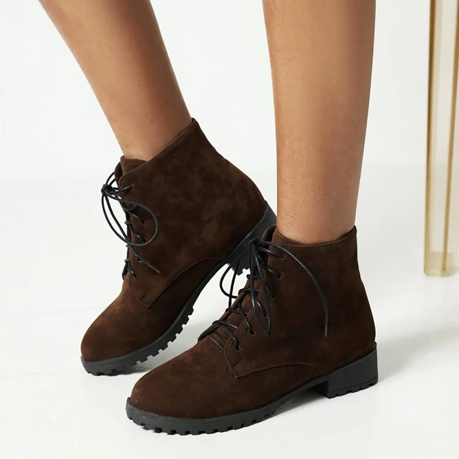 Ankle Boots for Women Black Platform Booties Oxford Boots for Women Hiking Shoes Women Casual Round Head Slip on Pointed Toe Chunky Stacked Heel