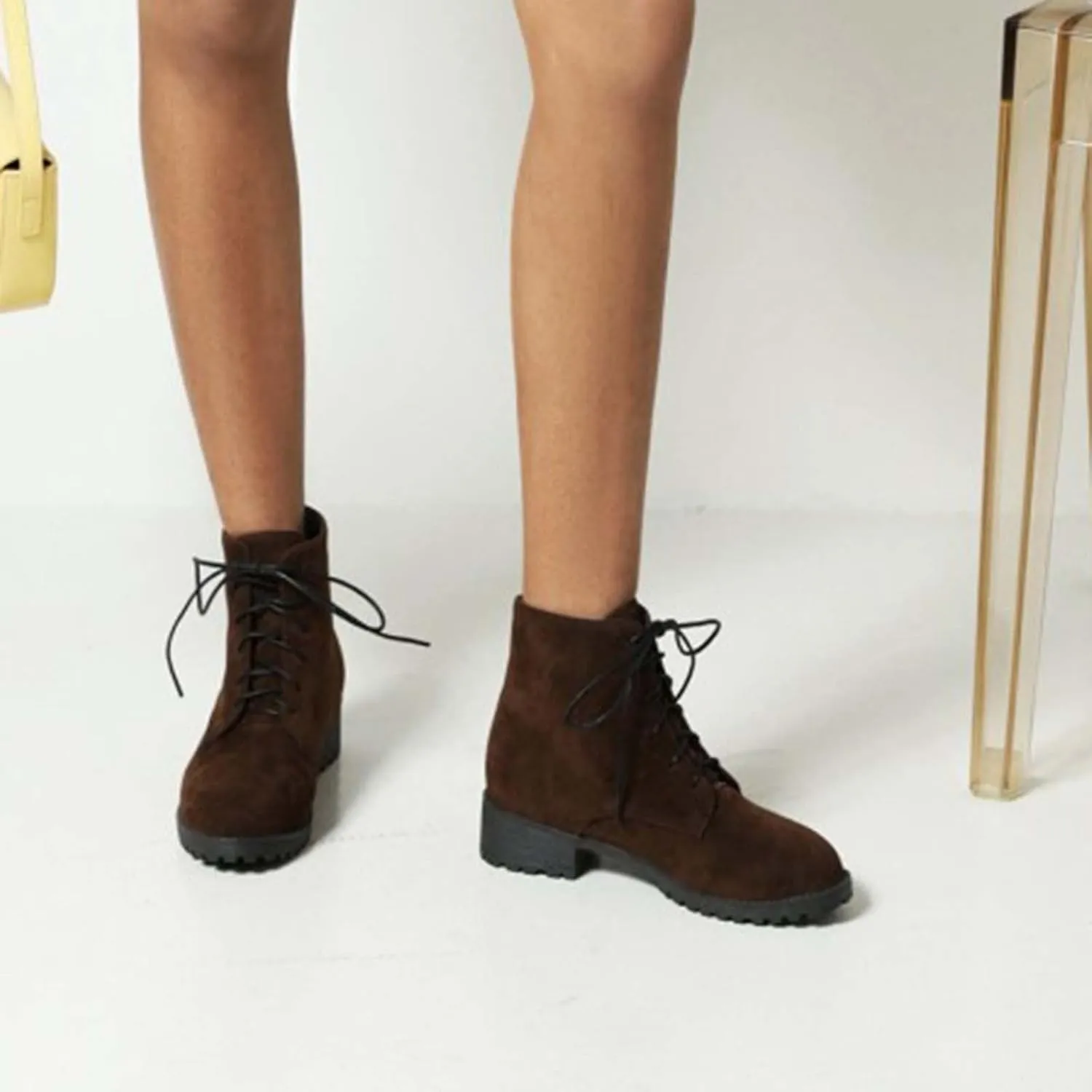 Ankle Boots for Women Black Platform Booties Oxford Boots for Women Hiking Shoes Women Casual Round Head Slip on Pointed Toe Chunky Stacked Heel