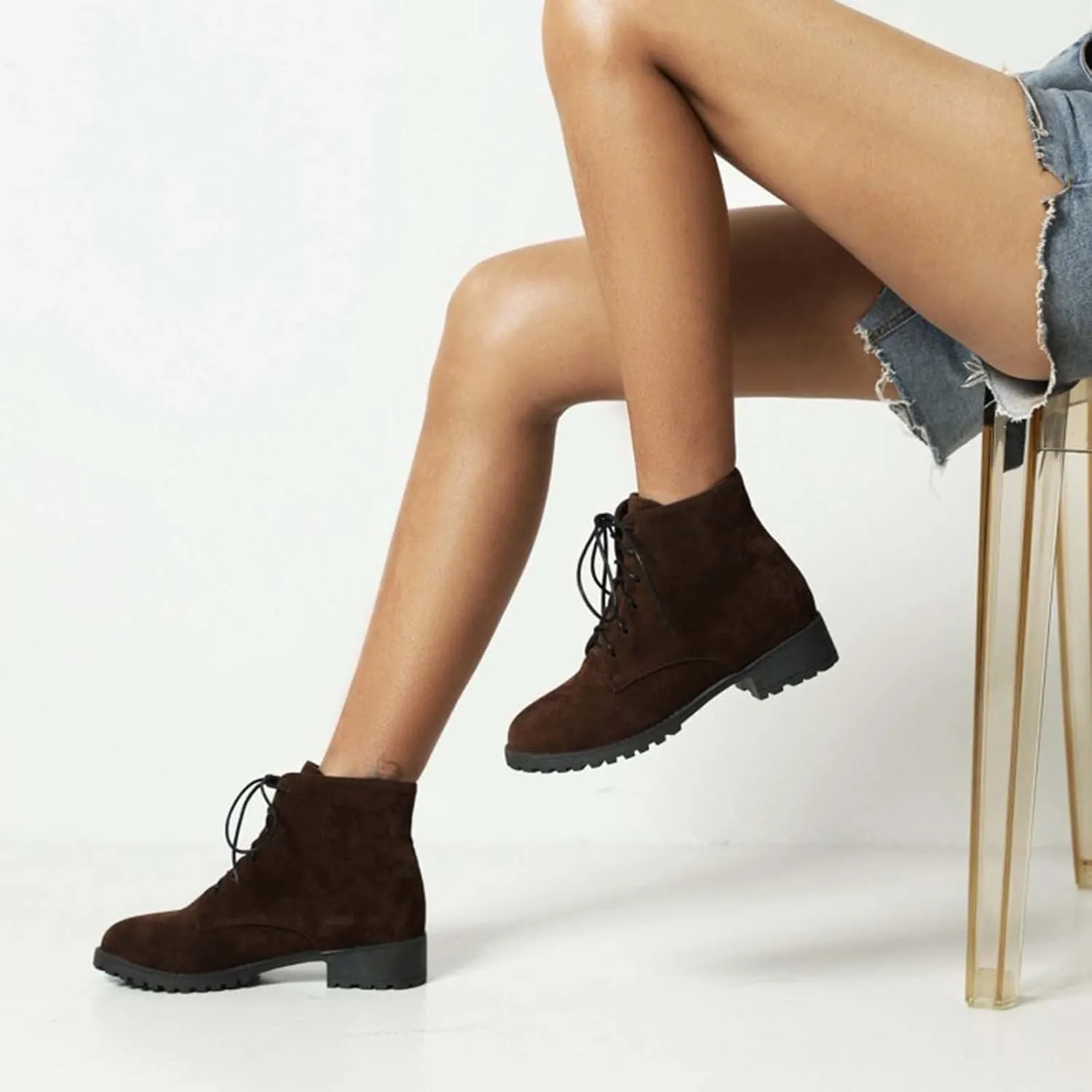 Ankle Boots for Women Black Platform Booties Oxford Boots for Women Hiking Shoes Women Casual Round Head Slip on Pointed Toe Chunky Stacked Heel