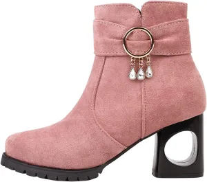 Ankle Boots for Women Womens Booties and Ankle Boot Flat Heeled Brown Boots Boot Shoe Laces Comfortable and Soft Lightweight Square Toe Slip On Side Zipper