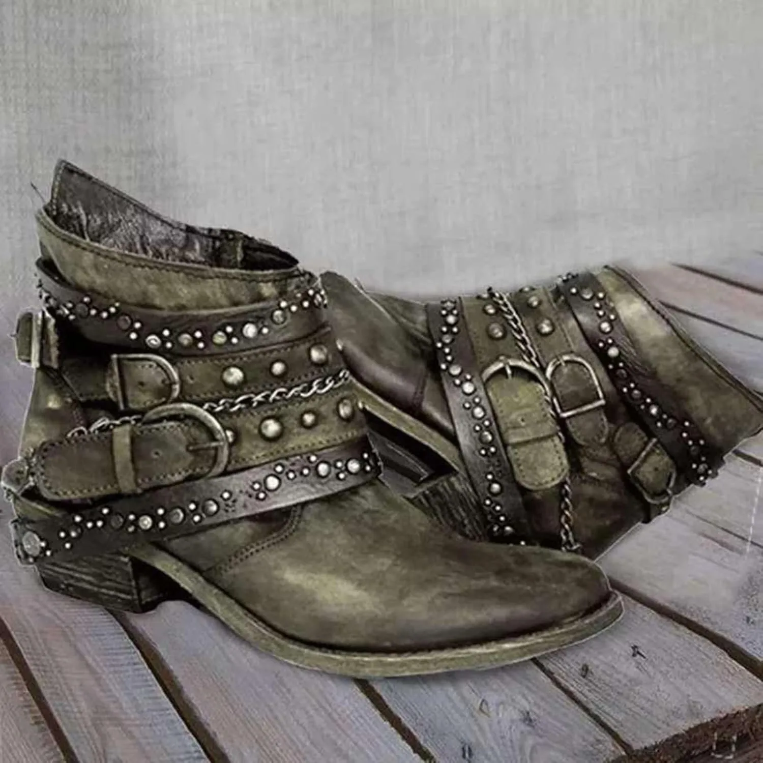 Black Cowboy Boots for Women Ankle Comfortable Booties for Women Ladies Booties Ankle Boots Boot Shoes for Women Round Toe Flat Heel Square Toe Slip On Side Zipper