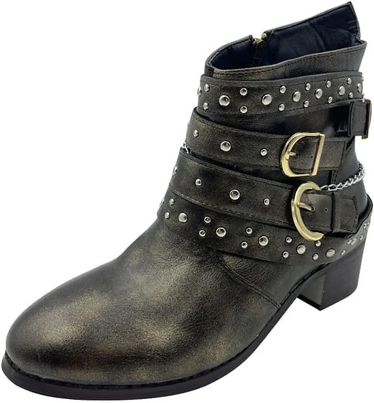 Black Cowboy Boots for Women Ankle Comfortable Booties for Women Ladies Booties Ankle Boots Boot Shoes for Women Round Toe Flat Heel Square Toe Slip On Side Zipper