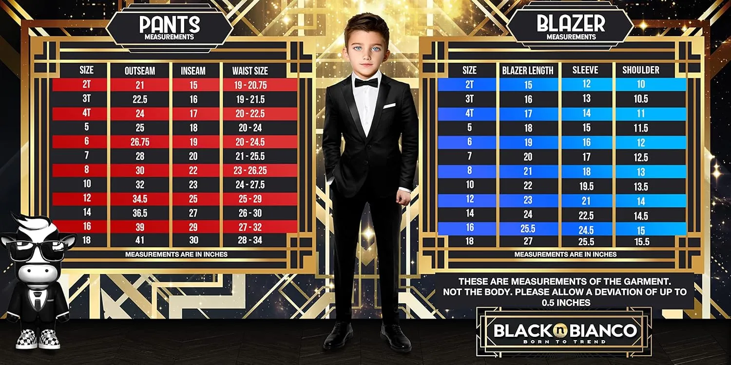 Black n Bianco Boys Slim Fit Tuxedo First Class Style Presented by Baby Muffin