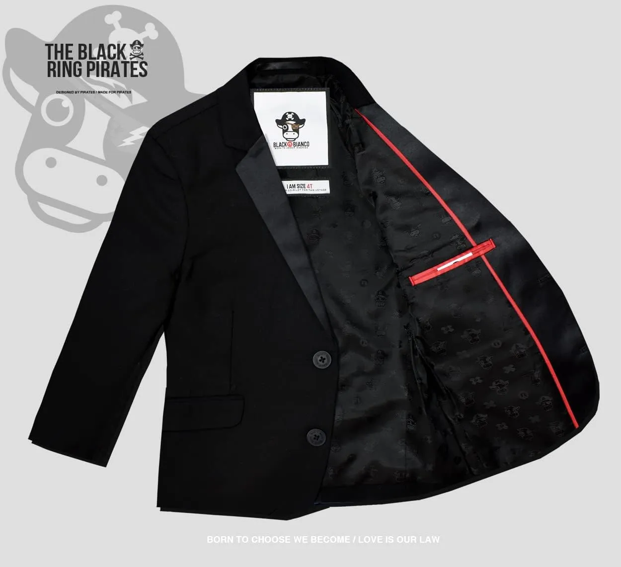 Black n Bianco Boys Slim Fit Tuxedo First Class Style Presented by Baby Muffin