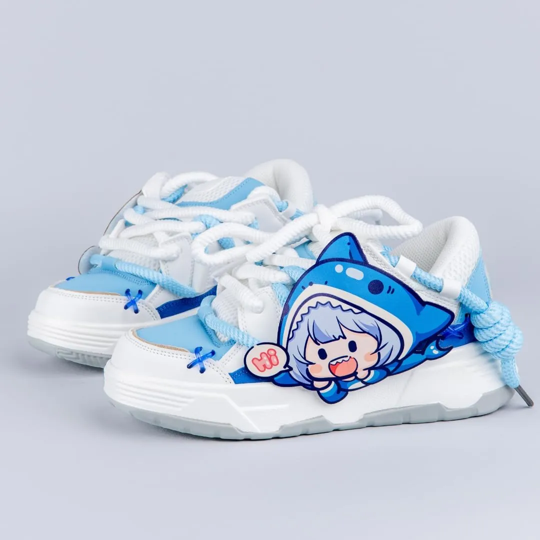 Bobo's House Ultra Friendly Shark Chunky Sneakers Kawaii Hand-Painted Unisex Vegan Leather Platform Shoes