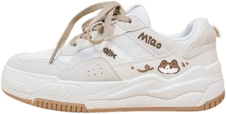 Bobo's House Womens Shoes Kawaii Miao Miao Kitty Fashion Sneakers Walking Shoes Women Kawaii Accessories White Shoe