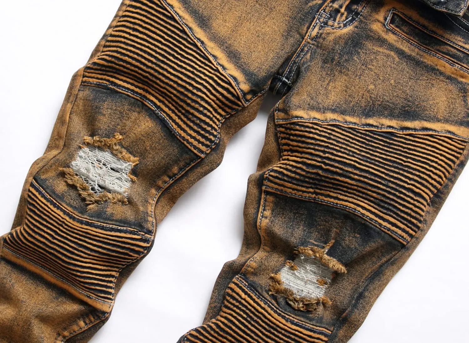 Boy's Biker Skinny Fit Ripped Destroyed Distressed Stretch Stylish Fashion Moto Denim Jeans Pants