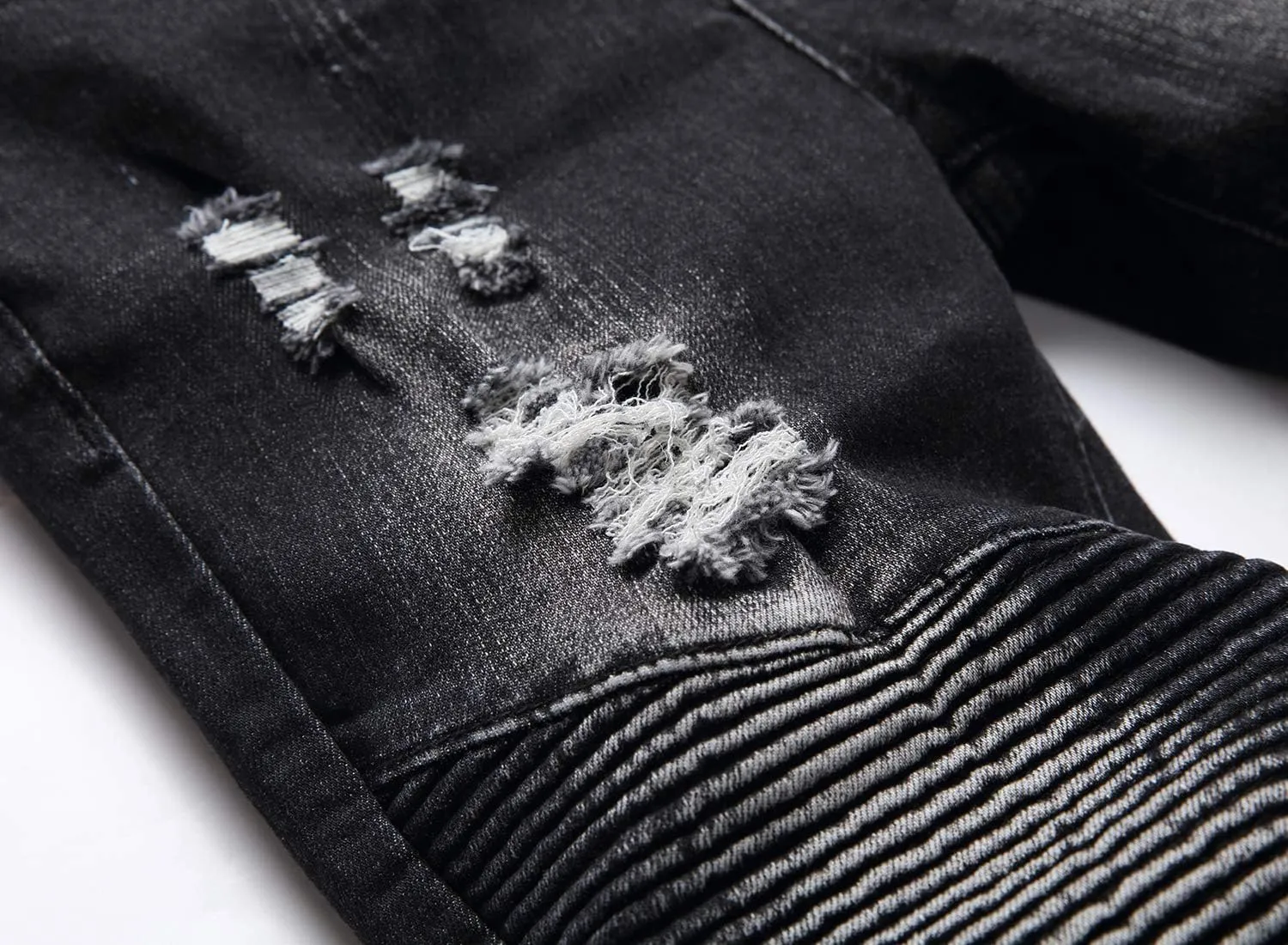 Boy's Biker Skinny Fit Ripped Destroyed Distressed Stretch Stylish Fashion Moto Denim Jeans Pants