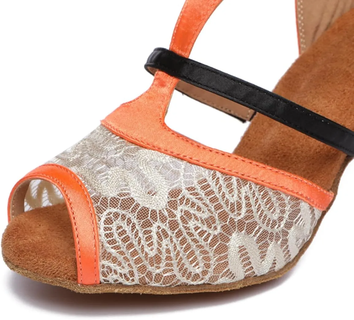 Breathable lace vamp Dance Shoes for Women Ballroom Stylish Bridal Wedding Sandals