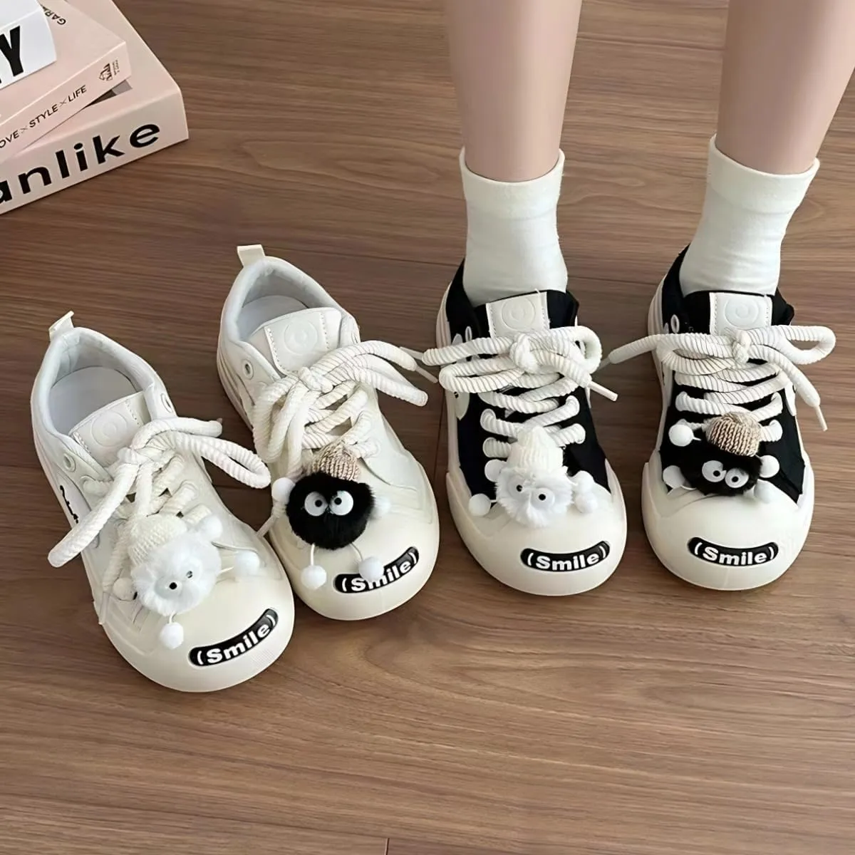 Canvas Chunky Platform Sneakers for Women & Girls Y2K Aesthetic 3cm Height Increase with Accessories