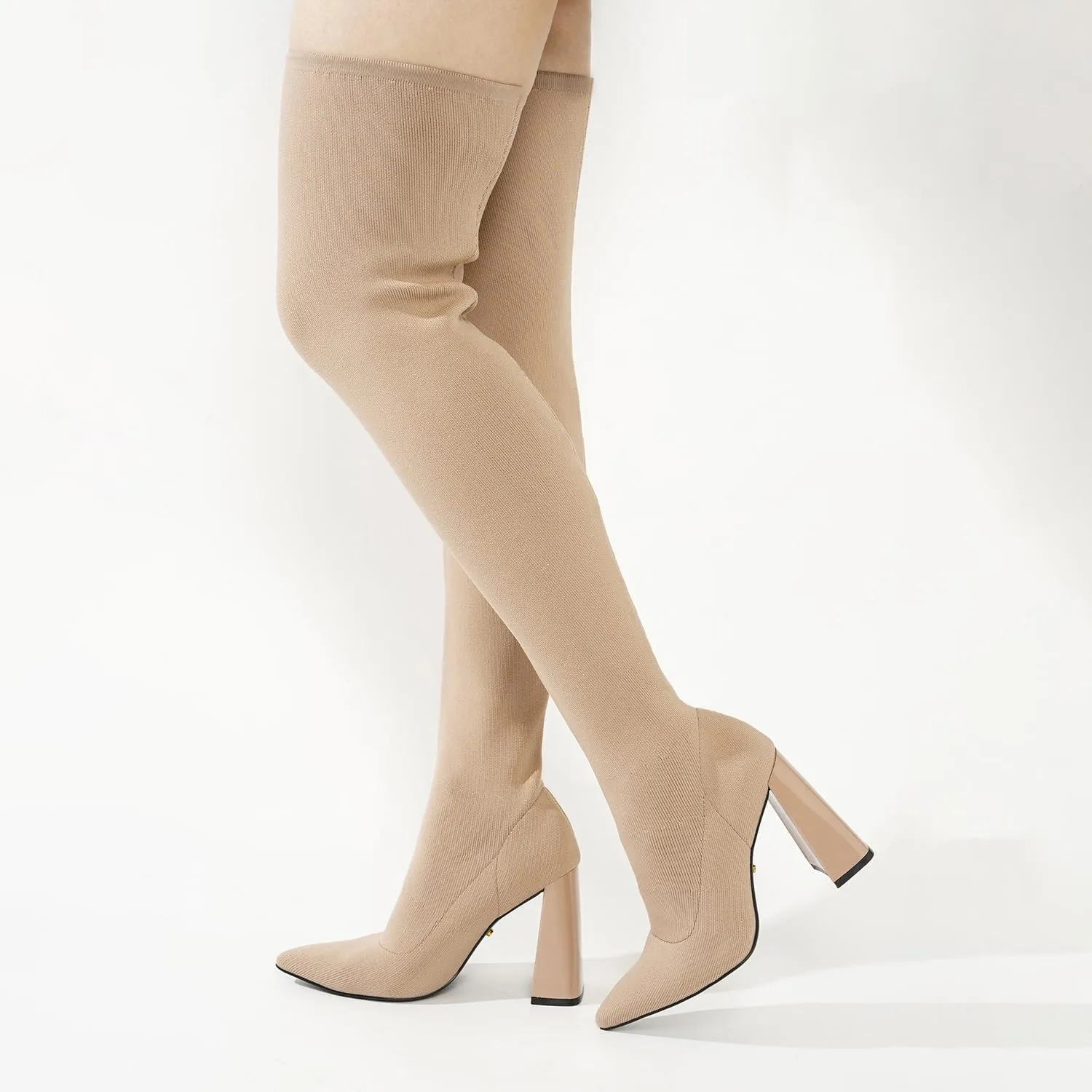 Cape Robbin Thigh High Boots for Women  Knee High Over The Knee Boots for Women - Womens Block High Heel Boots (Flo.A)