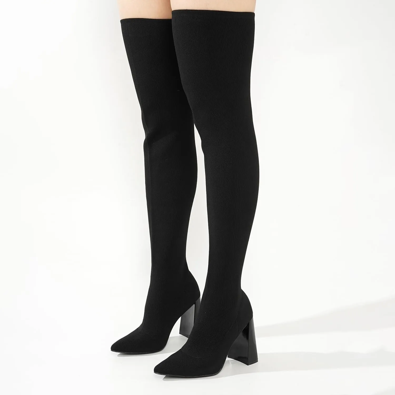 Cape Robbin Thigh High Boots for Women  Knee High Over The Knee Boots for Women - Womens Block High Heel Boots (Flo.A)