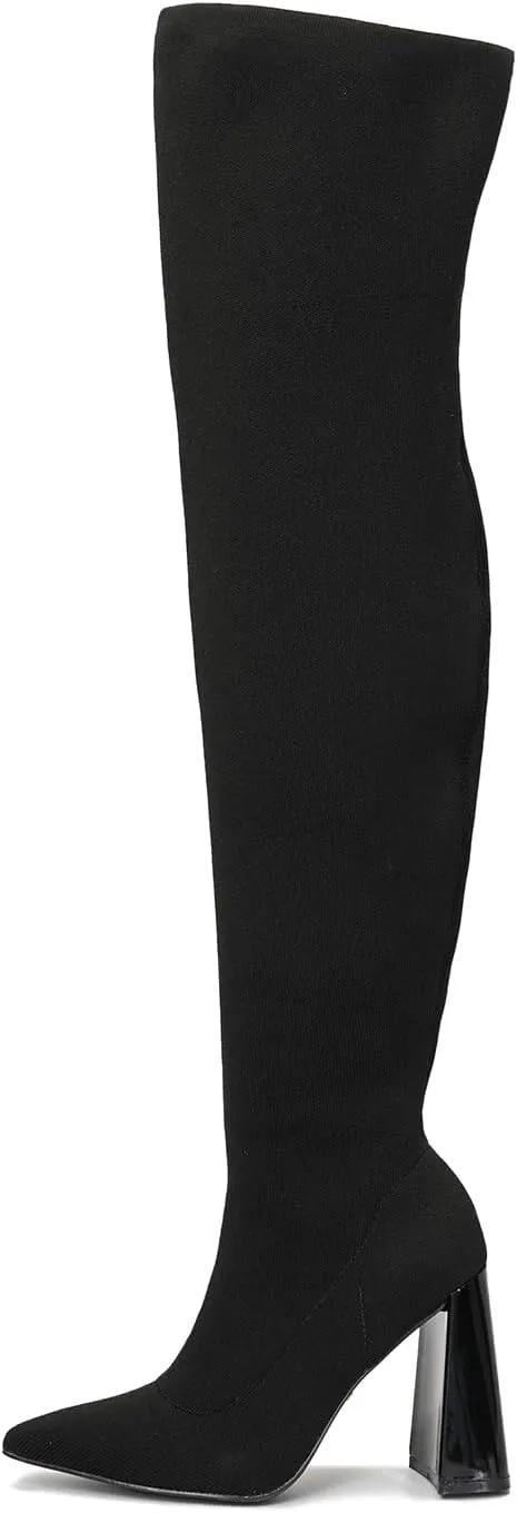 Cape Robbin Thigh High Boots for Women  Knee High Over The Knee Boots for Women - Womens Block High Heel Boots (Flo.A)