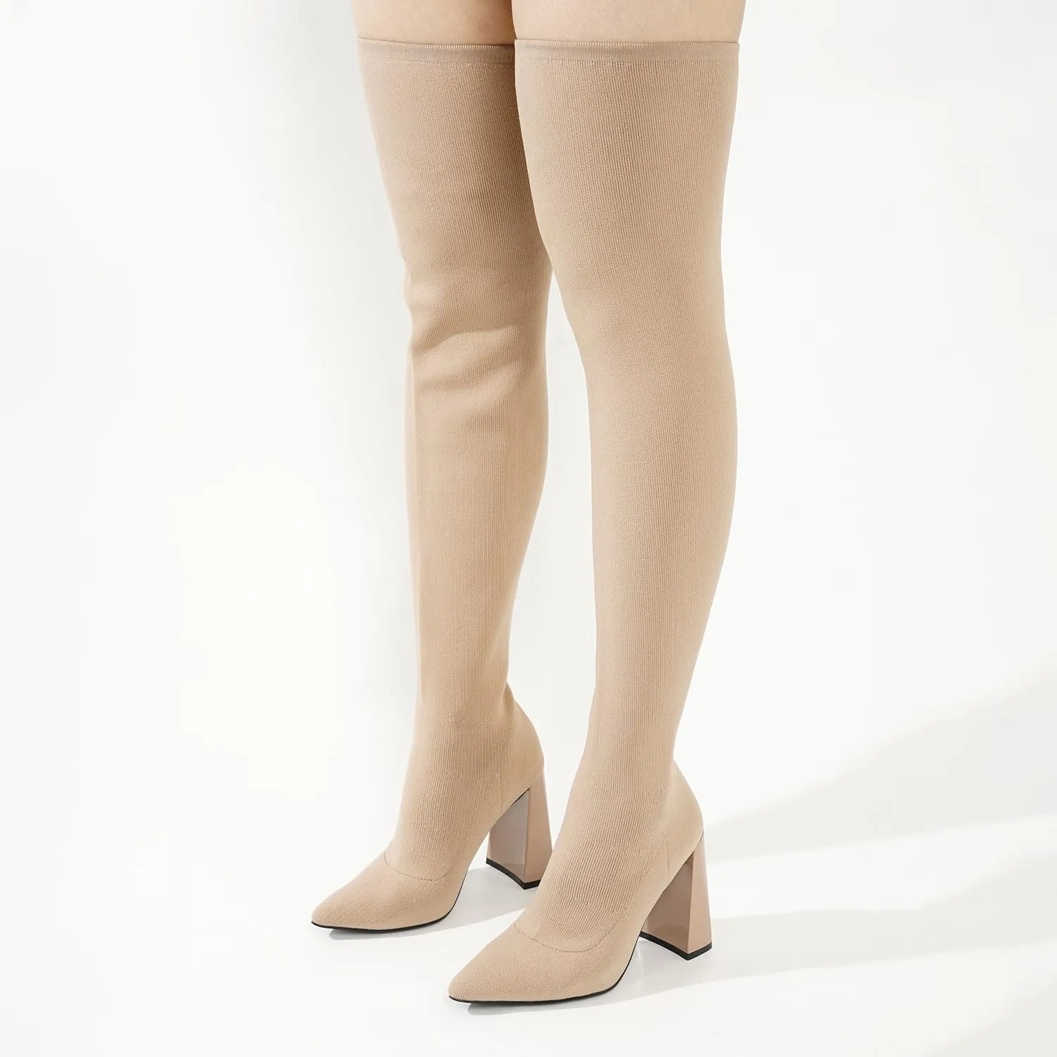 Cape Robbin Thigh High Boots for Women  Knee High Over The Knee Boots for Women - Womens Block High Heel Boots (Flo.A)