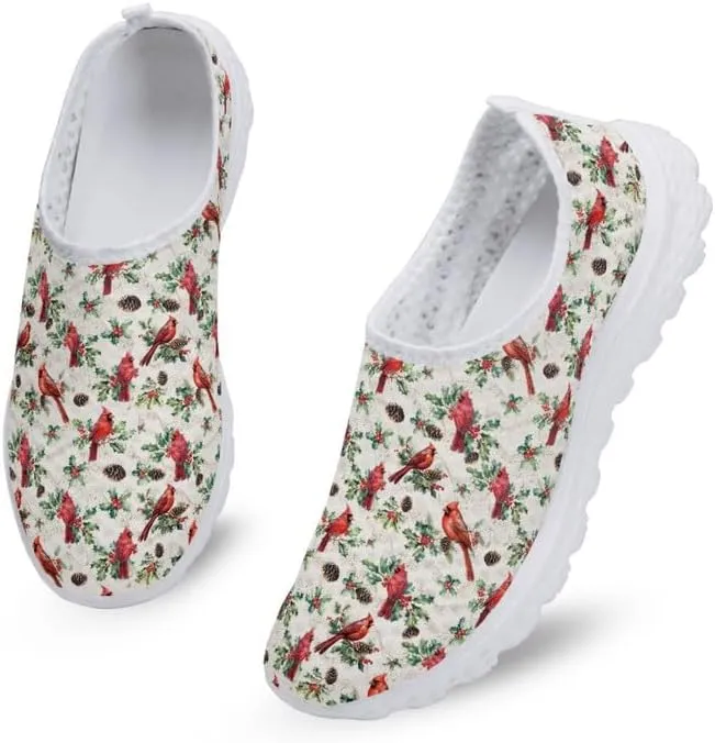 Cardinal Bird Women Sports Athletic Walking Work Shoes, Comfortable Easy Mesh Shoes, Footwear Sole Loafers