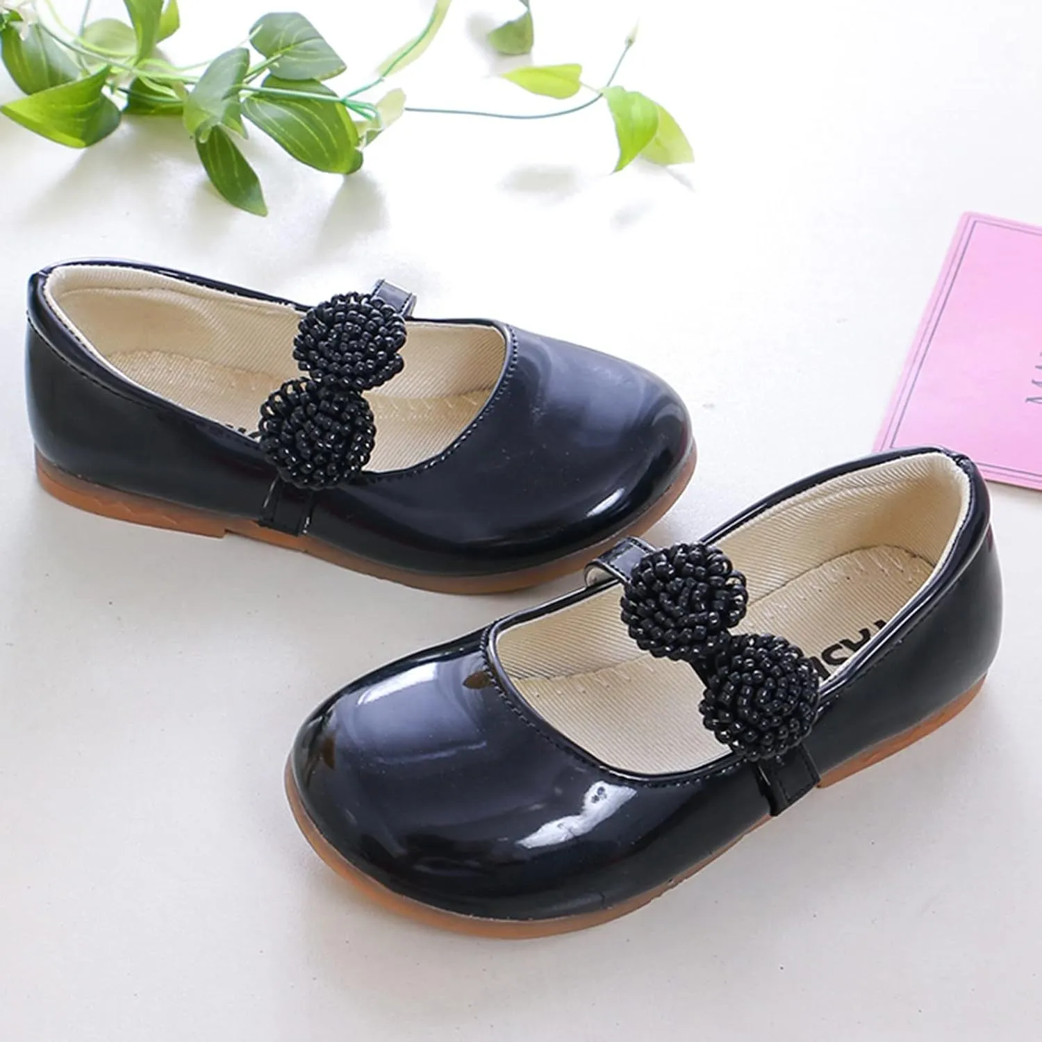 Children Loafers Leather Shoes Bowknot Girls Princess Shoes Single Shoes Performance Dress Shoes Kids Wide Shoes