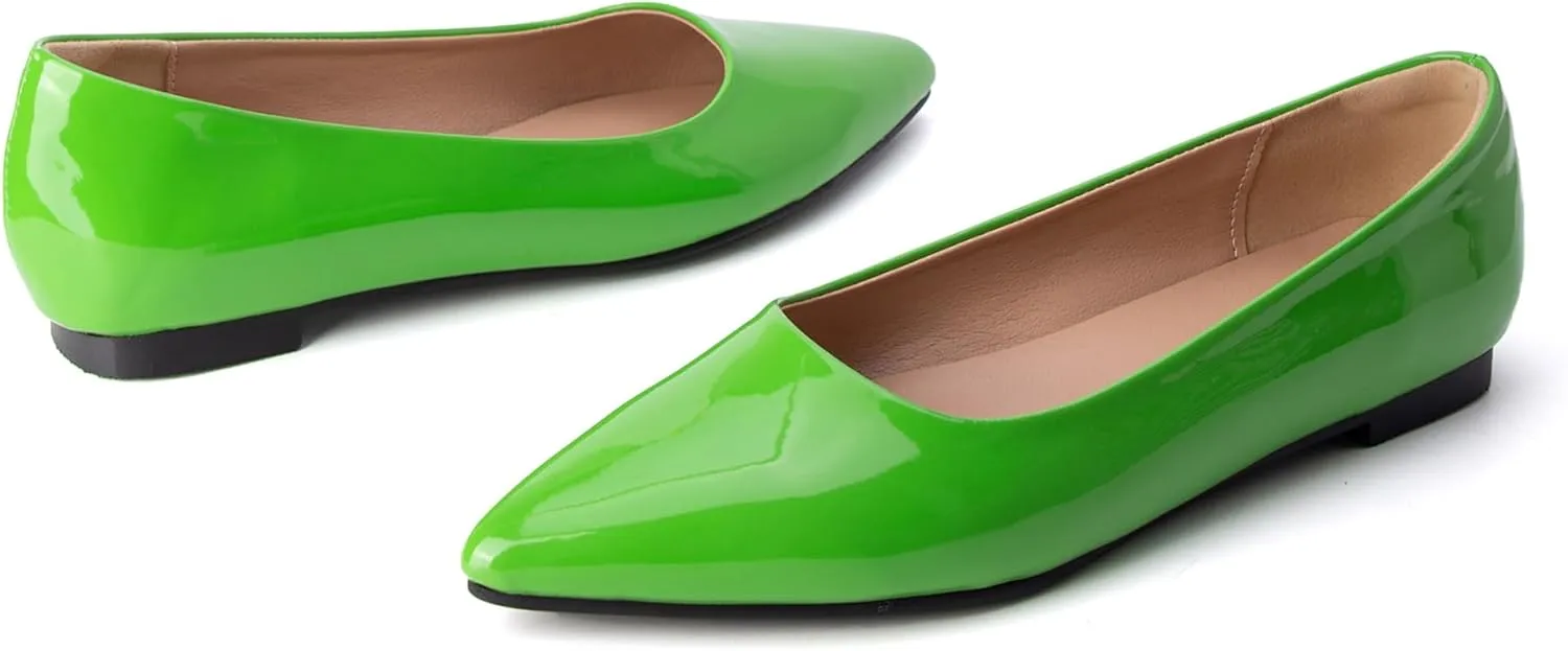 Comfort Flats Pointed Toe Slip On Patent Women Shoes