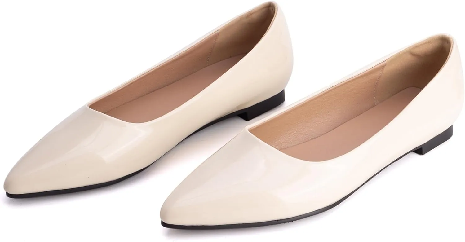 Comfort Flats Pointed Toe Slip On Patent Women Shoes