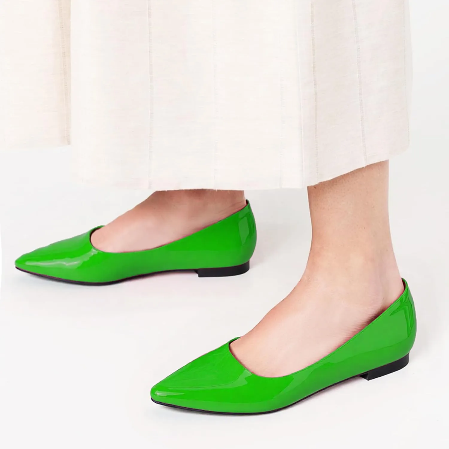 Comfort Flats Pointed Toe Slip On Patent Women Shoes