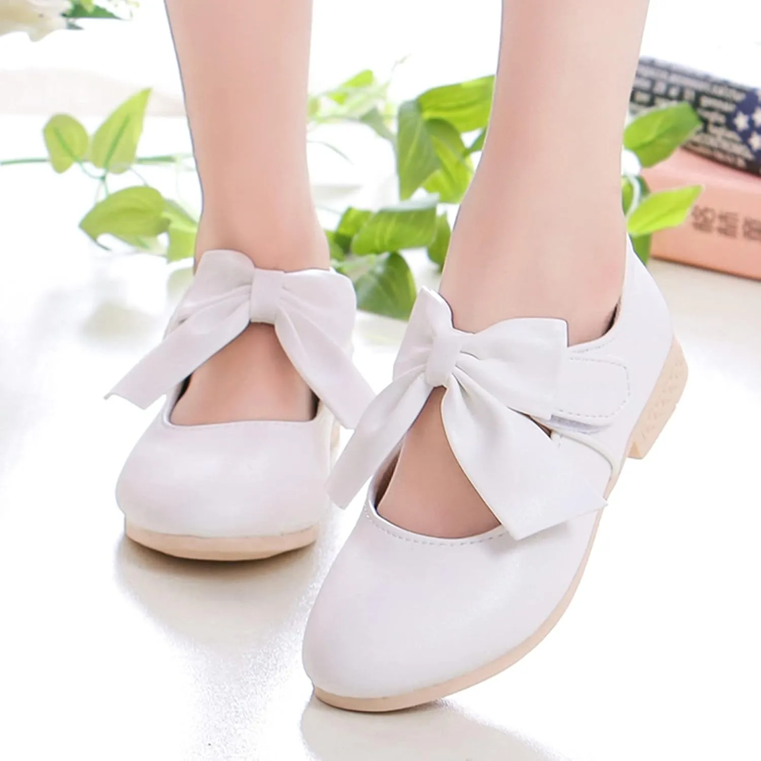 Cute Bowknot Girls Mary Jane Low Heel Dress Shoes Elegant Flower Wedding Pary Ballet Toddler Size 12 Shoes