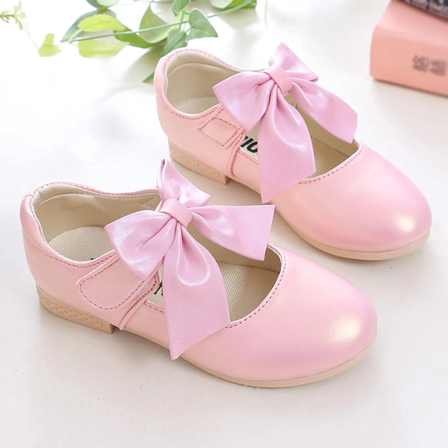 Cute Bowknot Girls Mary Jane Low Heel Dress Shoes Elegant Flower Wedding Pary Ballet Toddler Size 12 Shoes