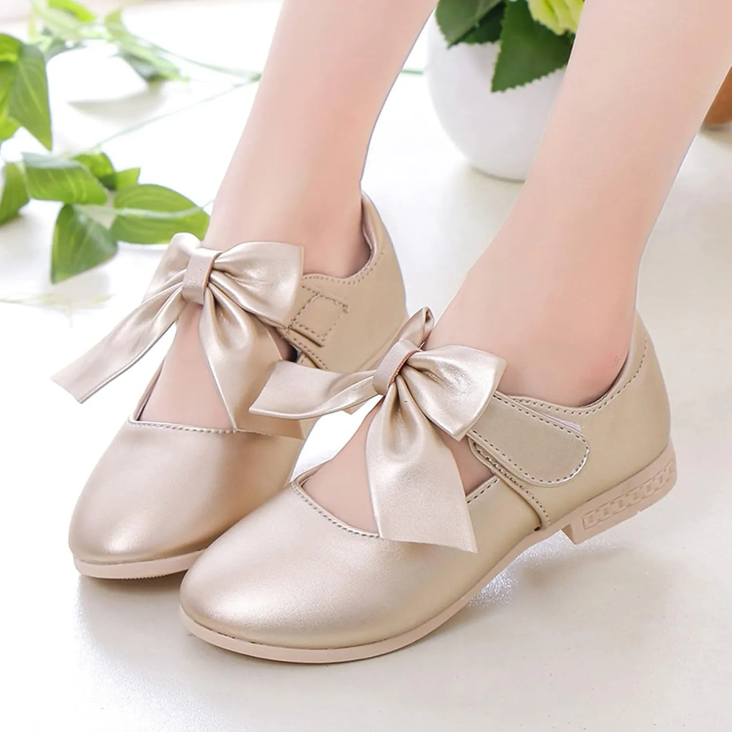 Cute Bowknot Girls Mary Jane Low Heel Dress Shoes Elegant Flower Wedding Pary Ballet Toddler Size 12 Shoes