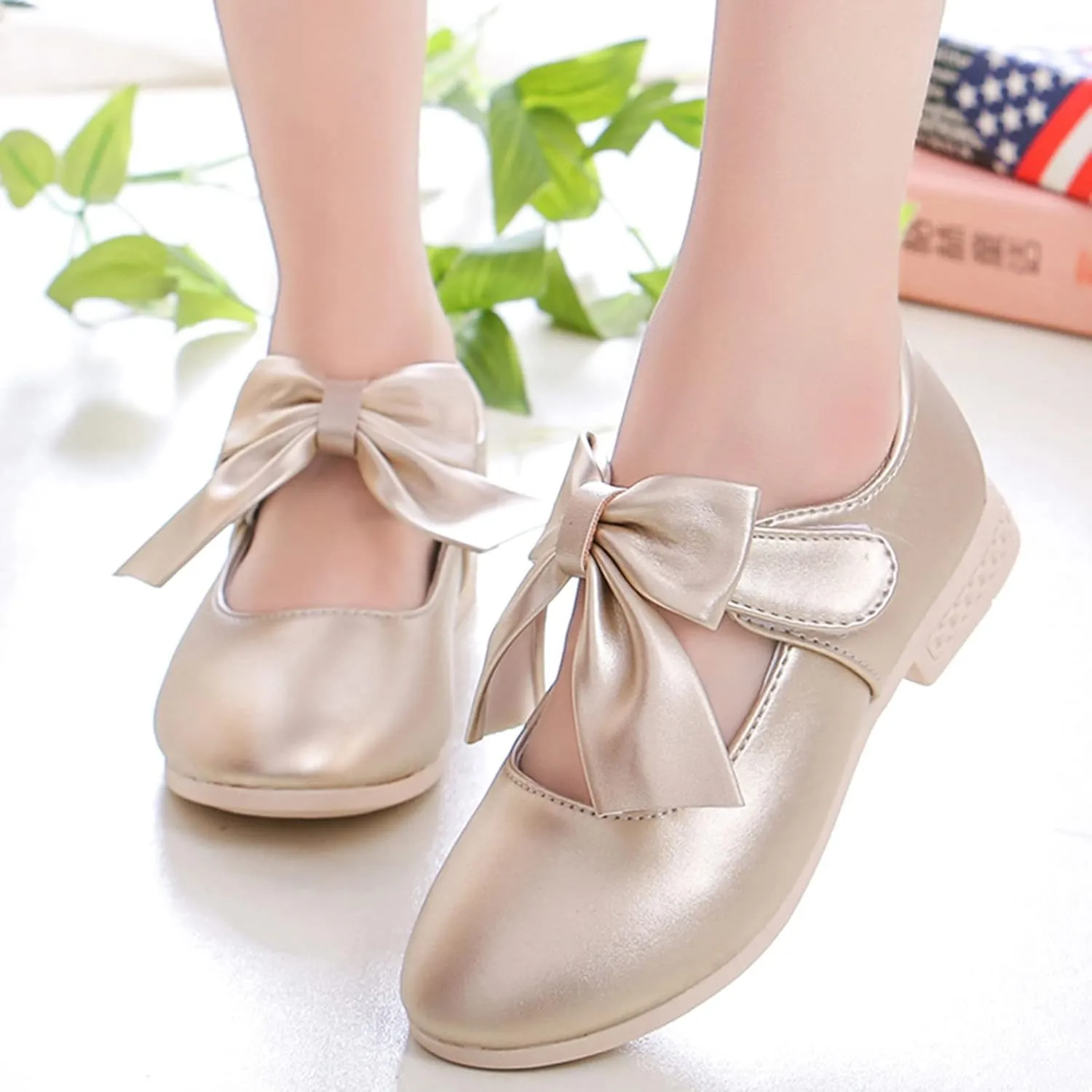 Cute Bowknot Girls Mary Jane Low Heel Dress Shoes Elegant Flower Wedding Pary Ballet Toddler Size 12 Shoes