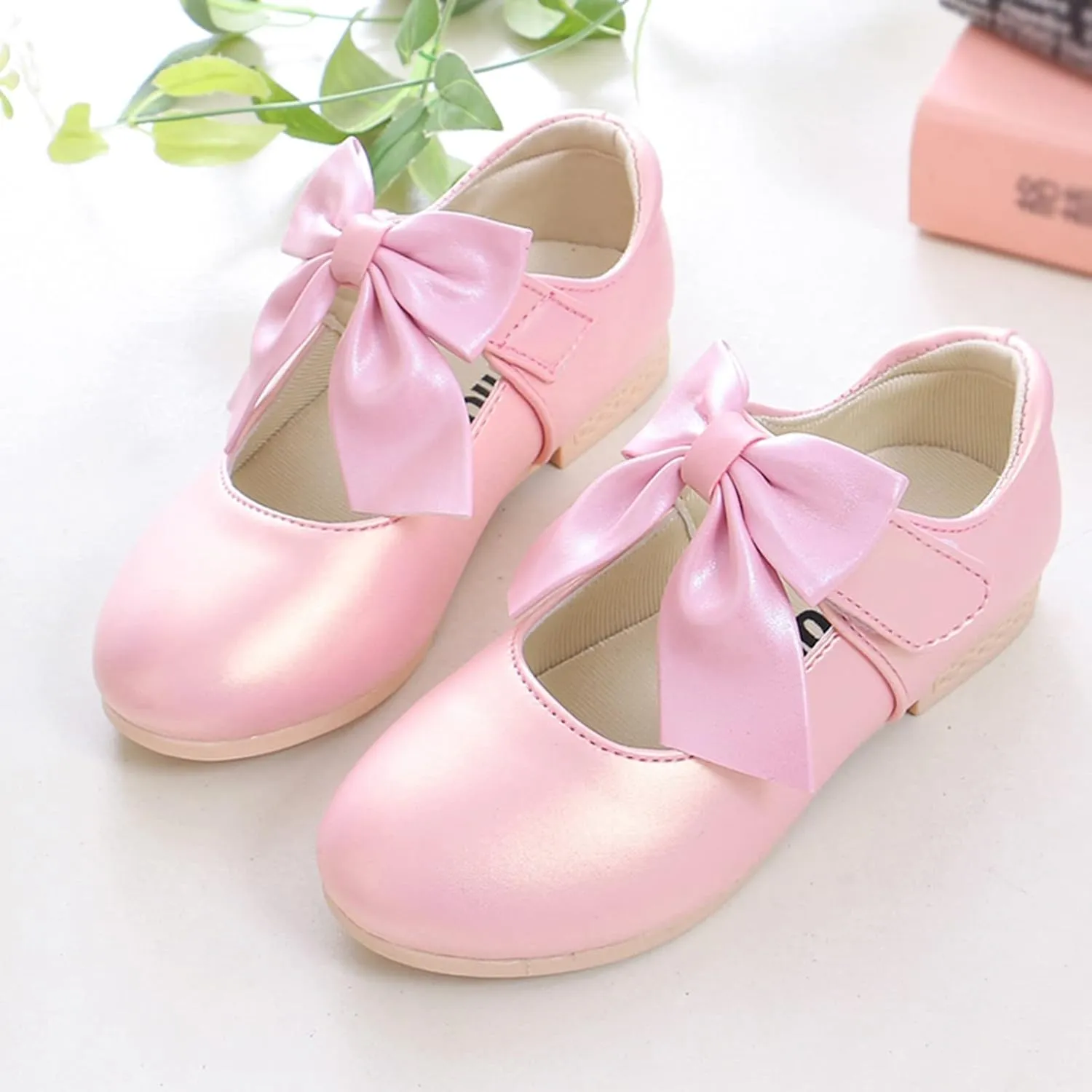 Cute Bowknot Girls Mary Jane Low Heel Dress Shoes Elegant Flower Wedding Pary Ballet Toddler Size 12 Shoes