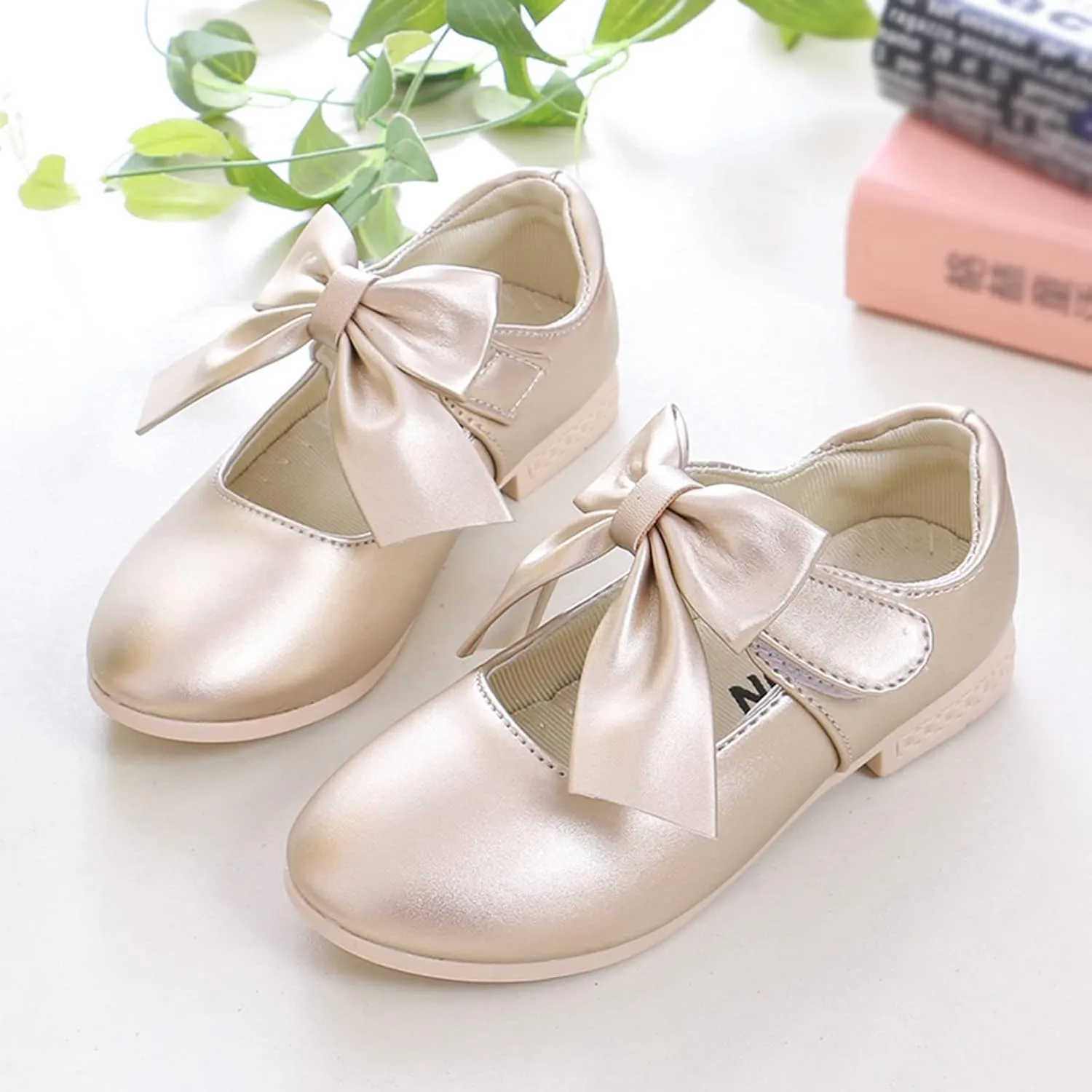Cute Bowknot Girls Mary Jane Low Heel Dress Shoes Elegant Flower Wedding Pary Ballet Toddler Size 12 Shoes