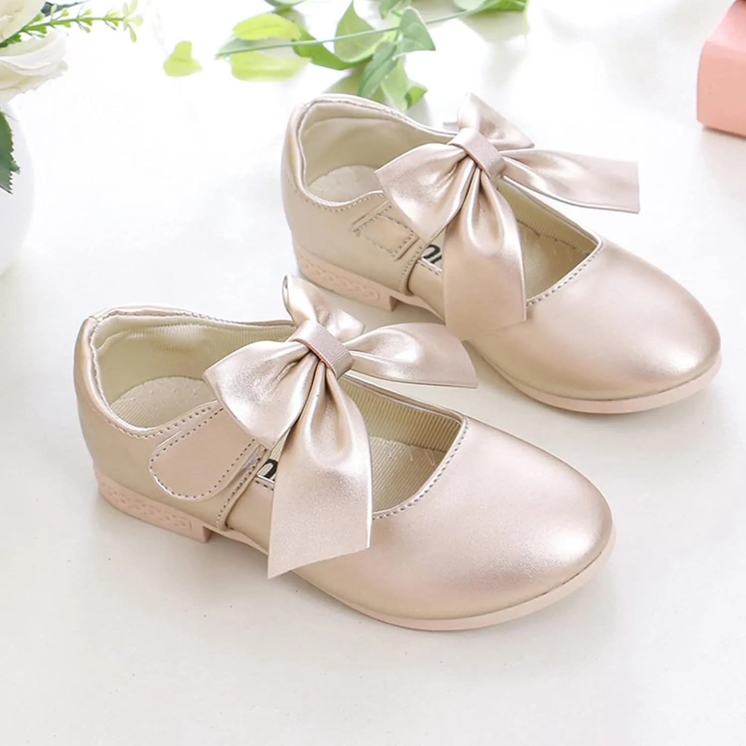 Cute Bowknot Girls Mary Jane Low Heel Dress Shoes Elegant Flower Wedding Pary Ballet Toddler Size 12 Shoes