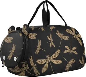 Duffel Bags for Boys Girls Stylish Golden Dragonfly Dance Bag Small Gym Bags for Kids Teens