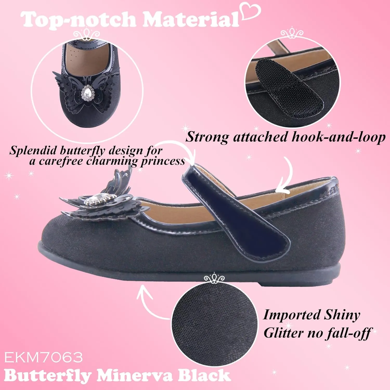 EIGHT KM Toddler Girls Dress Shoes  Girls Mary Jane Shoes | Mary Jane Flats - Ballet Flats  Party, Flower Girl, Wedding Dress Shoes for Girls  Comfortable & Non-Slip Design for Ages up to 7