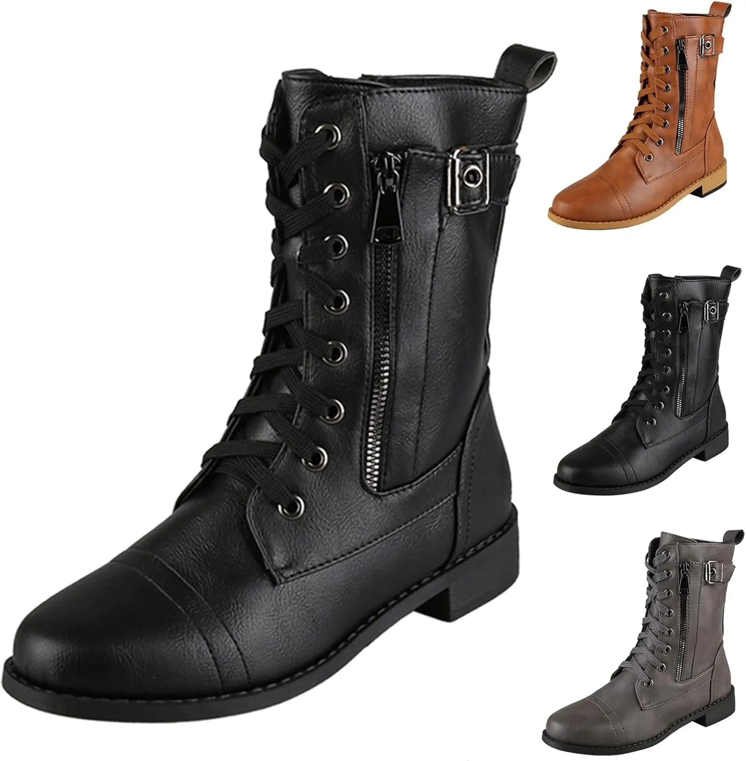 Fall Boots for Women 2024 Ankle Brown Booties Women Ladies Booties Ankle Boots Hiking Shoes Women Soft Sole Fashion Lace-up Round Toe Comfortable Low Heel