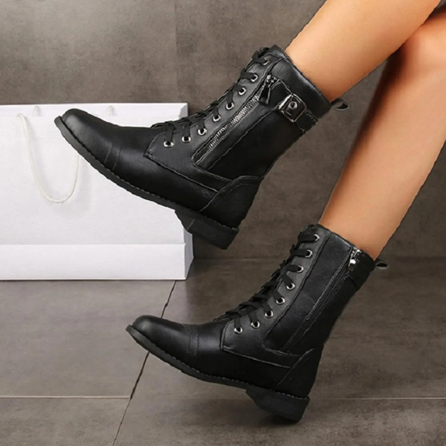 Fall Boots for Women 2024 Ankle Brown Booties Women Ladies Booties Ankle Boots Hiking Shoes Women Soft Sole Fashion Lace-up Round Toe Comfortable Low Heel