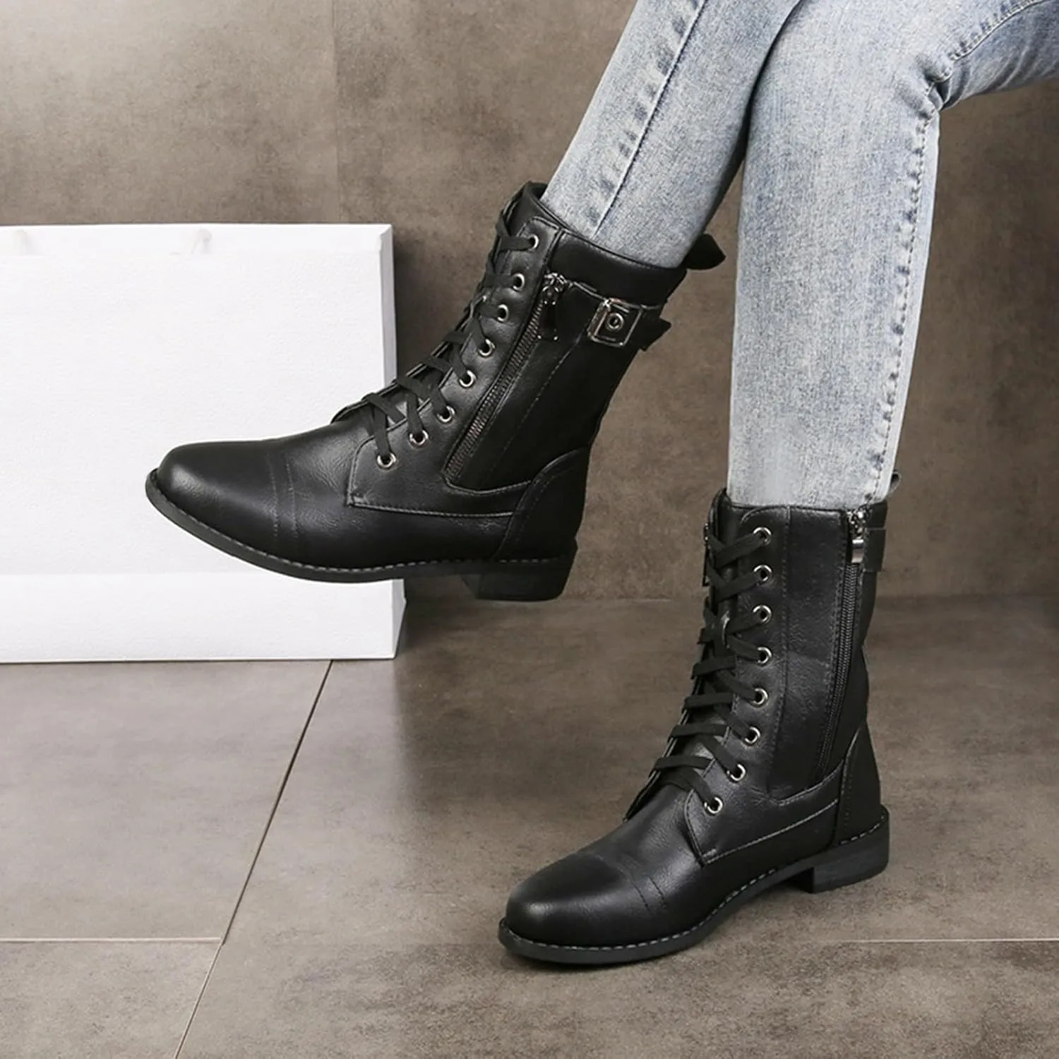 Fall Boots for Women 2024 Ankle Brown Booties Women Ladies Booties Ankle Boots Hiking Shoes Women Soft Sole Fashion Lace-up Round Toe Comfortable Low Heel