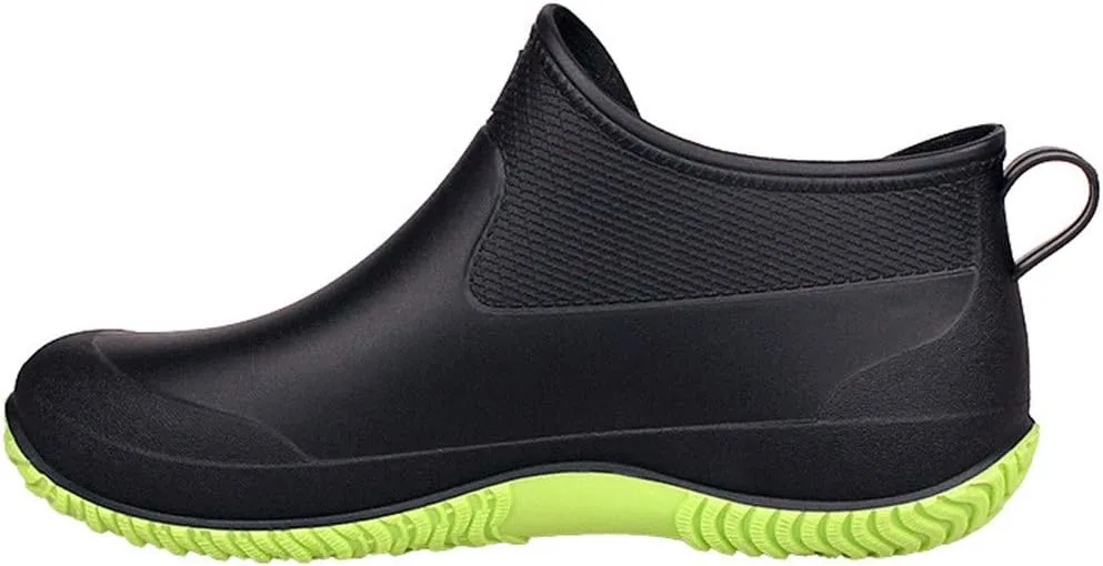 FENIKUSU Men's Waterproof Rain Boots Ankle High Antiskid Garden Kitchen Work Shoes with Comfortable Insole