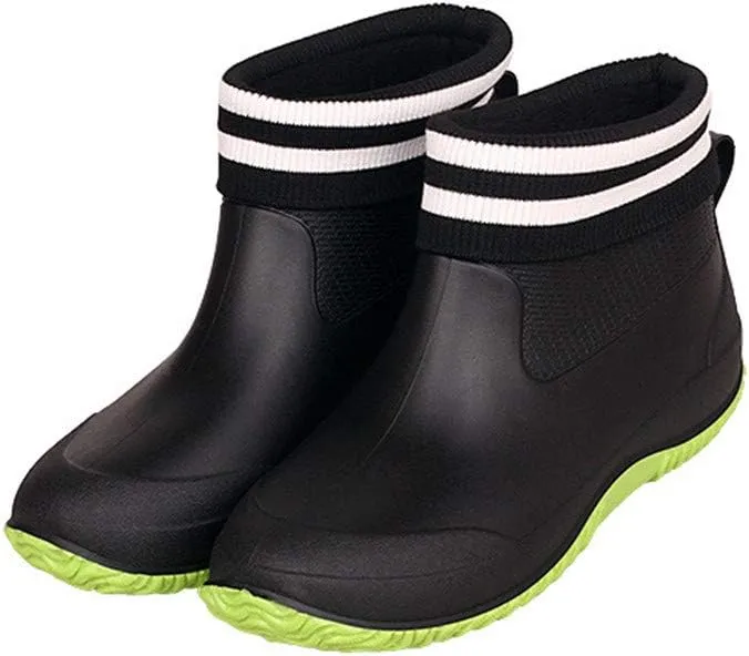 FENIKUSU Men's Waterproof Rain Boots Ankle High Antiskid Garden Kitchen Work Shoes with Comfortable Insole