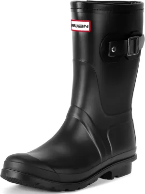Furuian Women's Mid Calf Rain Boots Waterproof Boots for Women Anti-Slip Rubber Boots Mud Boots with Comfortable Insole Garden Boots Lightweight Water Boots for hunting, gardening, outdoor