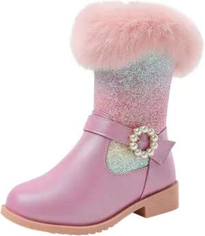Girls Boots Mid Calf Snow Boots Glitter Toddler Western Cowboy Boot Little Kid Big Kid Dress Up Party Dance Shoes