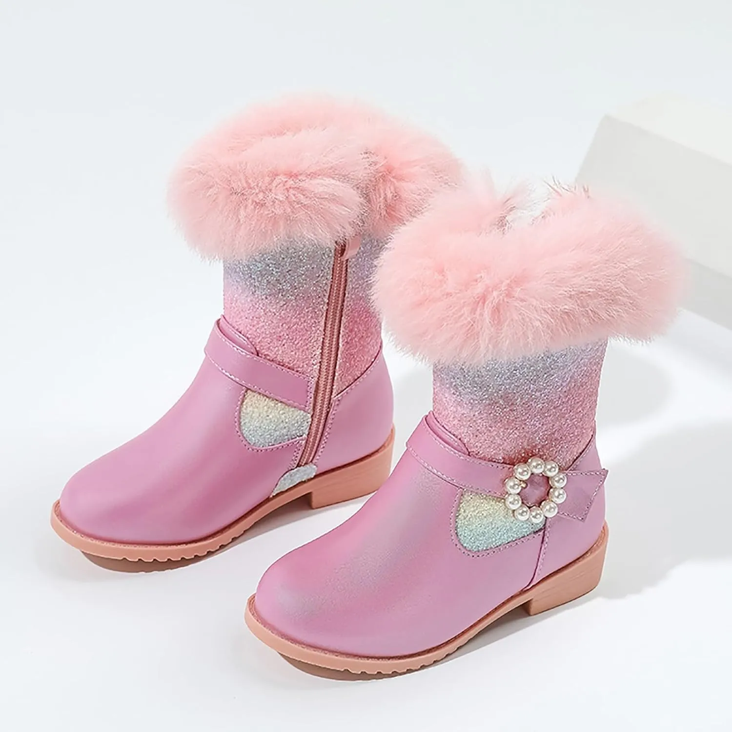 Girls Boots Mid Calf Snow Boots Glitter Toddler Western Cowboy Boot Little Kid Big Kid Dress Up Party Dance Shoes