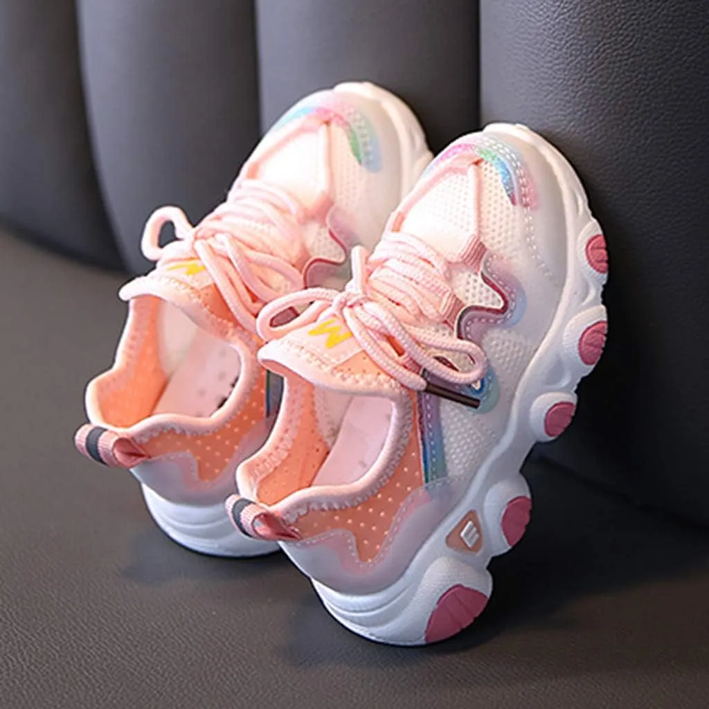 Girls Boys Shoes Kids Sneakers Lace-up Tennis Running Shoes Casual Lightweight Breathable Classic Walking Shoes