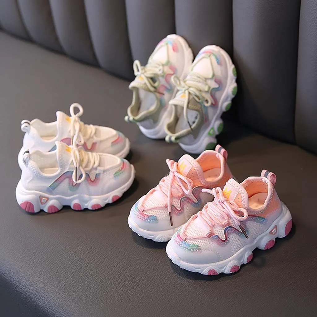 Girls Boys Shoes Kids Sneakers Lace-up Tennis Running Shoes Casual Lightweight Breathable Classic Walking Shoes