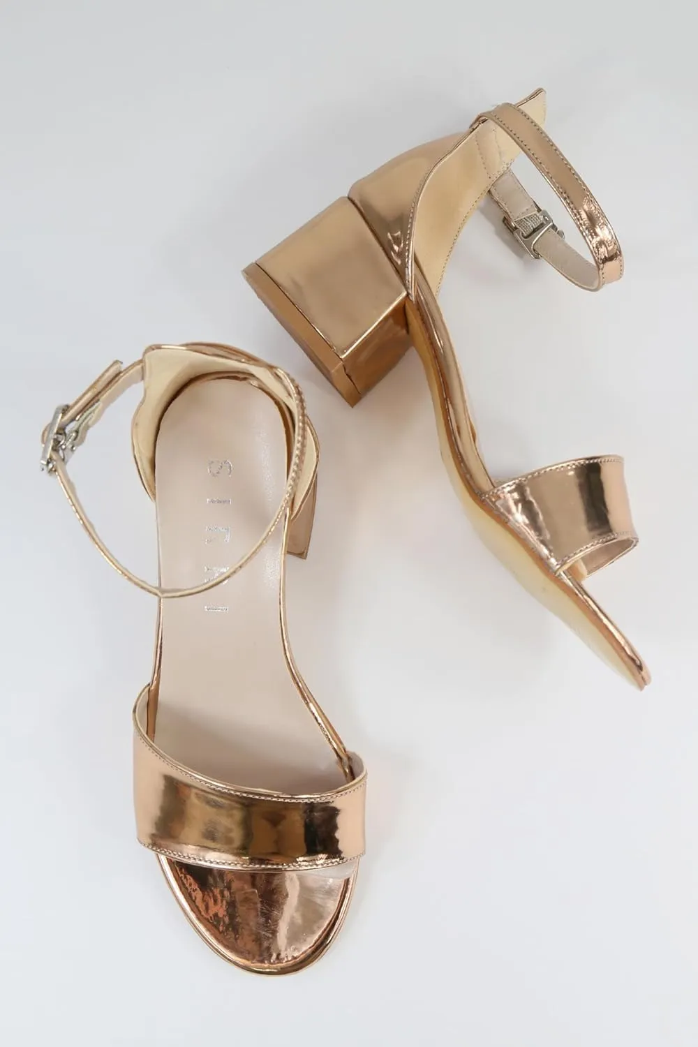 Girls' Iridescent Block-Heel Patent Sandals with Adjustable Ankle Strap  Stylish Kids Dress Shoes