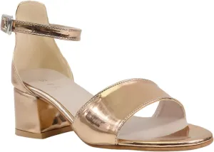 Girls' Iridescent Block-Heel Patent Sandals with Adjustable Ankle Strap  Stylish Kids Dress Shoes