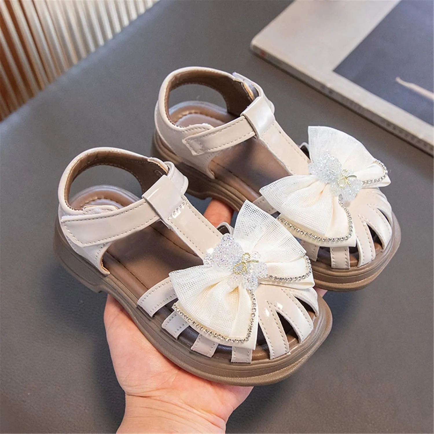 Girls Sandals for Big Kids Summer Stylish Mesh Bow Closed Toe Shoes Ideal for Daily Wear and