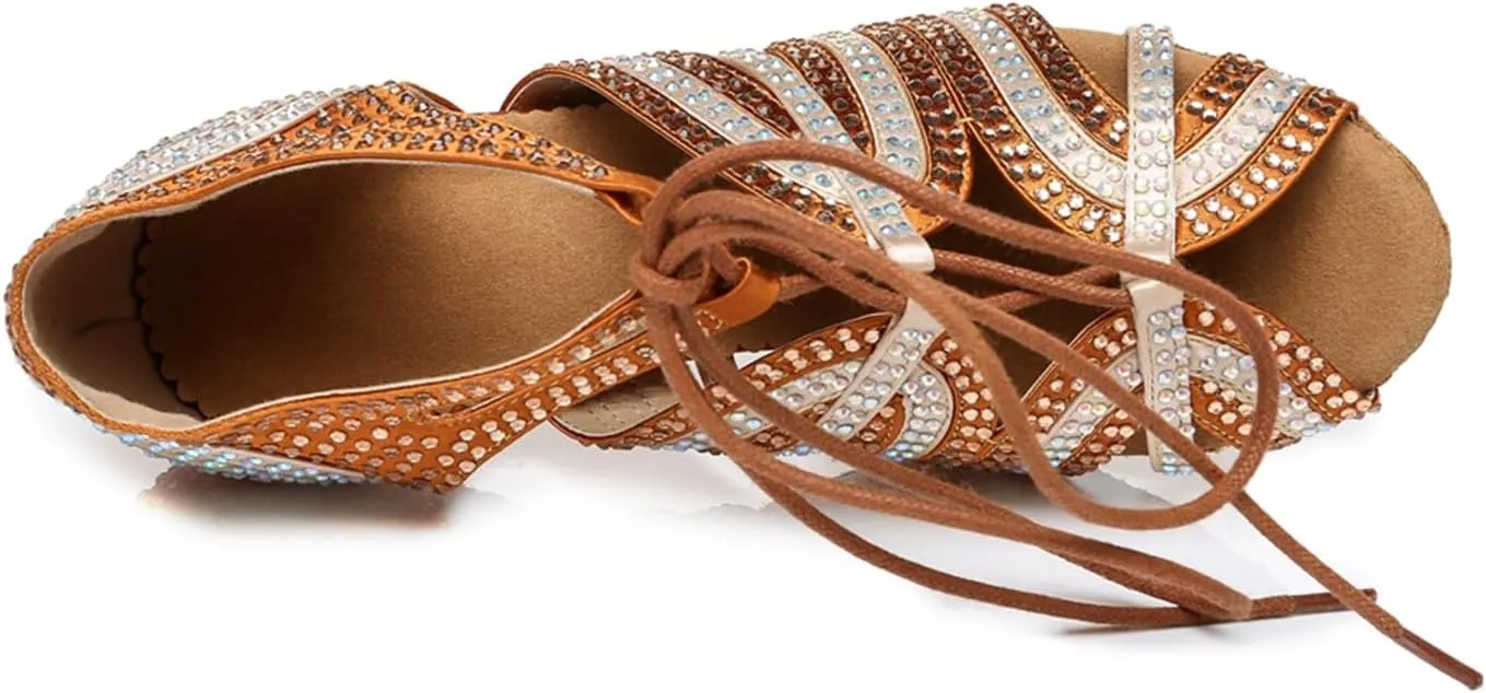 Glitter Dance Shoes for Women Rhinestones Ballroom Stylish Bridal Wedding Sandals