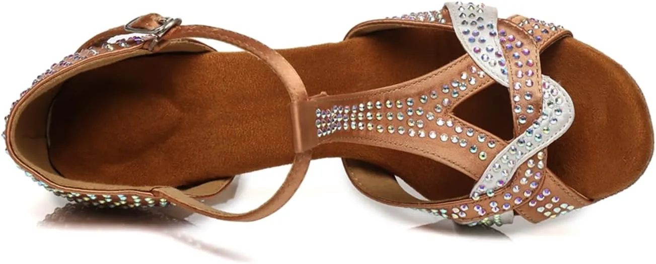 Glitter Dance Shoes for Women Rhinestones Ballroom Stylish Bridal Wedding Sandals