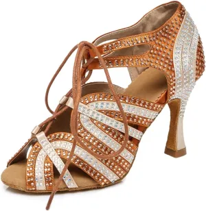 Glitter Dance Shoes for Women Rhinestones Ballroom Stylish Bridal Wedding Sandals