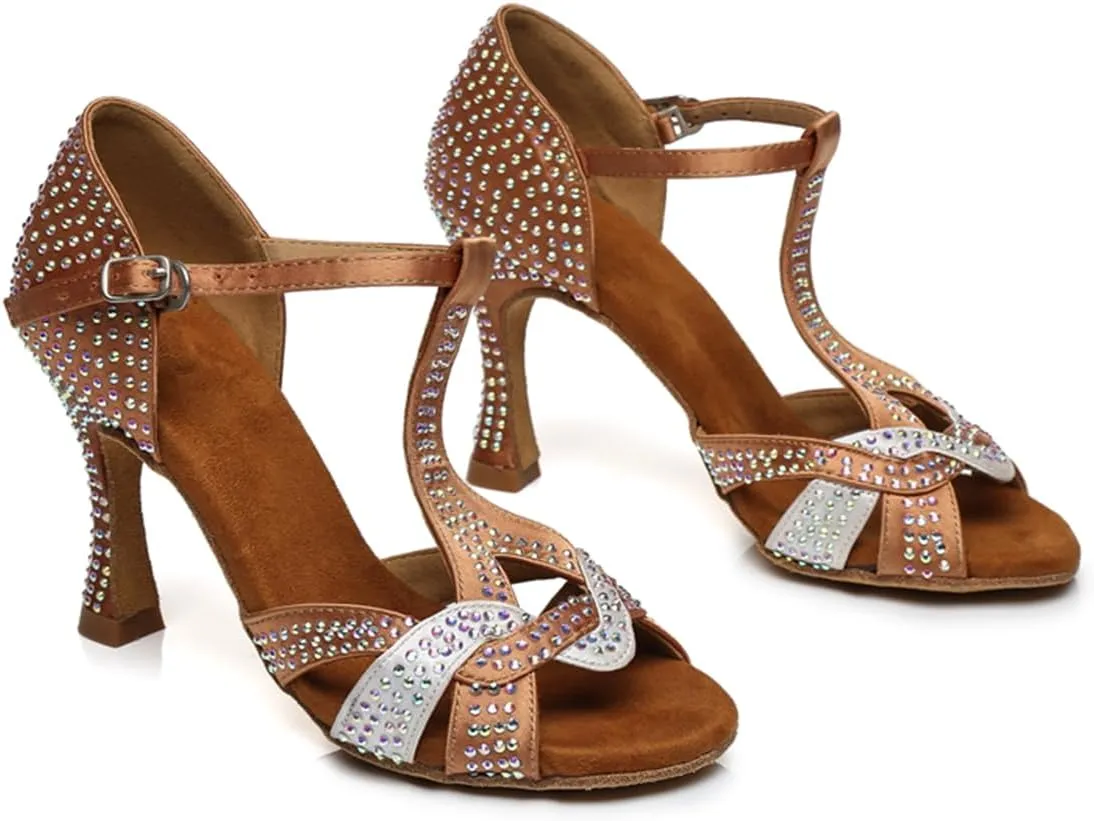 Glitter Dance Shoes for Women Rhinestones Ballroom Stylish Bridal Wedding Sandals
